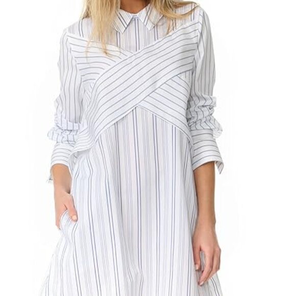 BCBGMaxAzaria Azriel Striped Shirt Dress Women Size XS Cotton Casual Collar - Picture 4 of 13